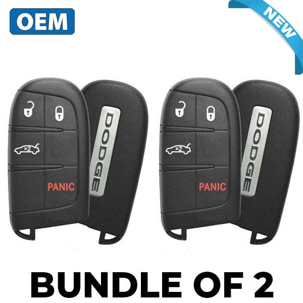 2 x 2011-2021 Dodge Charger Dart Challenger / 4-Button Smart Key / PN: 68051387AC / M3N40821302 (OEM) (Bundle of 2)