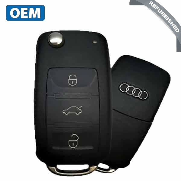 2003-2011 Audi A8 S8 Q6 Q7 / 4-Button Flip-Key / PN: 4EO837220E / KR55WK45032 / 315MHz (OEM Refurb)