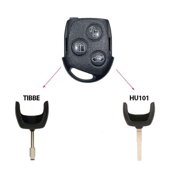 2010-2017 Ford Transit Connect Fiesta / 3-Button Remote Head Kit / PN: 164-R8042 / KR55WK47899 / 80 bit / TIBBE and HU10