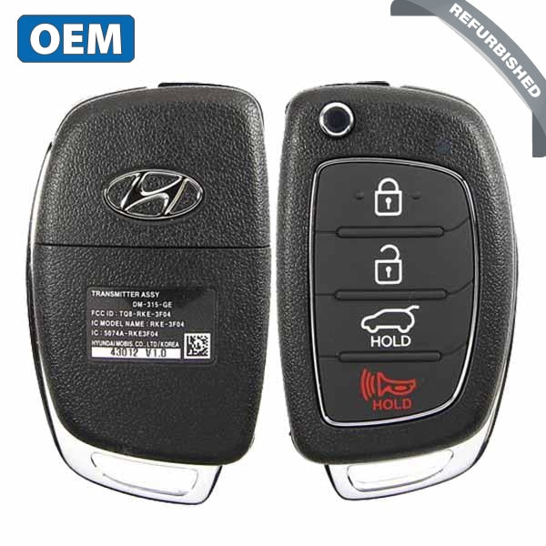 2013-2016 Hyundai Santa FE / 4-Button Flip Key / PN: 95430-4Z100 / TQ8RKE3F04 (OEM Refurb)