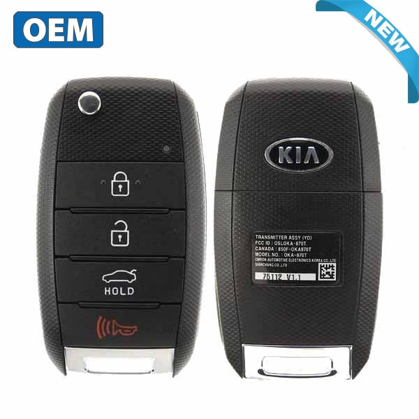 2014-2016 Kia Forte / 4-Button Flip Key / PN: 95430-A7400 / OSLOKA-OKA870T (YD) (OEM)