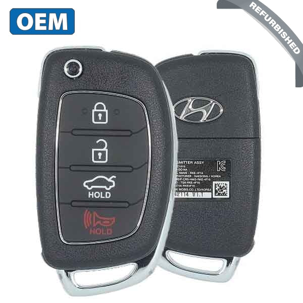 2015-2017 Hyundai Sonata / 4-Button Flip Key / PN: 95430-C1010 / TQ8-RKE-4F16 (OEM Refurb)