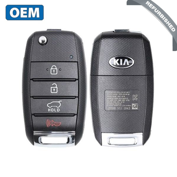 2015-2018 Kia Sedona / 4-Button Flip Key / KK10 / PN: 95430-A9100 / TQ8-RKE-4F19 (YP 4BTN) (OEM Refurb)
