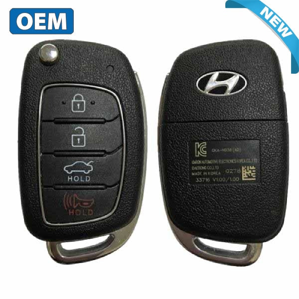 2017-2018 Hyundai Elantra / 4-Button Flip Key / PN: 95430-F2001 / OKA-NO38 (OEM)