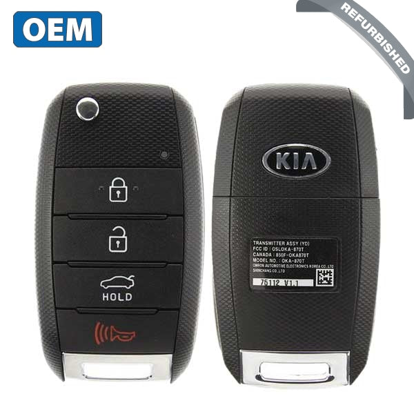 2017-2018 Kia Forte / 4-Button Flip Key / PN: 95430-A7200 / OSLOKA-875T (YD) (OEM Refurb)