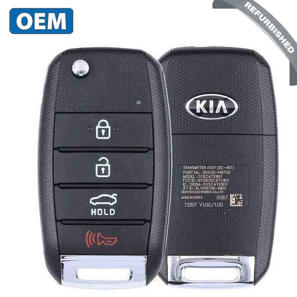 2018-2021 Kia Rio / 4-Button Flip Key / PN: 95430-H9700 / NYOSYEC4TX1611 (SC 4BT) (OEM Refurb)