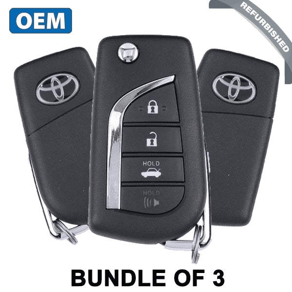 3 x 2018-2022 Toyota Camry / 4-Button Flip Key / PN: 89070-06790 / HYQ12BFB / H Chip (OEM Refurb) (Bundle of 3)