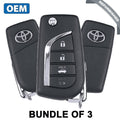 3 x 2018-2022 Toyota Camry / 4-Button Flip Key / PN: 89070-06790 / HYQ12BFB / H Chip (OEM Refurb) (Bundle of 3)