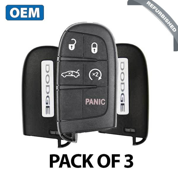 3 x 2019-2021 Dodge Challenger Charger / 5-Button Smart Key / PN: 68394195 AA / M3M40821302 (OEM Refurb) (BUNDLE OF 3)