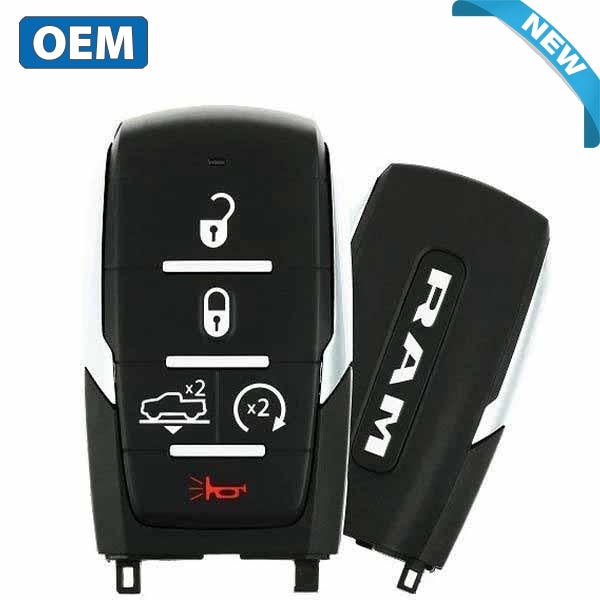 2019-2023 Ram 1500 Pickup / 5-Button Smart Key / PN: 68291690AE / OHT-4882056 / w/ Air Suspension / Silver Stripe (OEM)