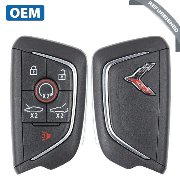 2020-2022 Chevrolet Corvette C8 / 6-Button Smart Key / PN: 13536982 / YG0G20TB1 / Chrome Logo (OEM Refurb)