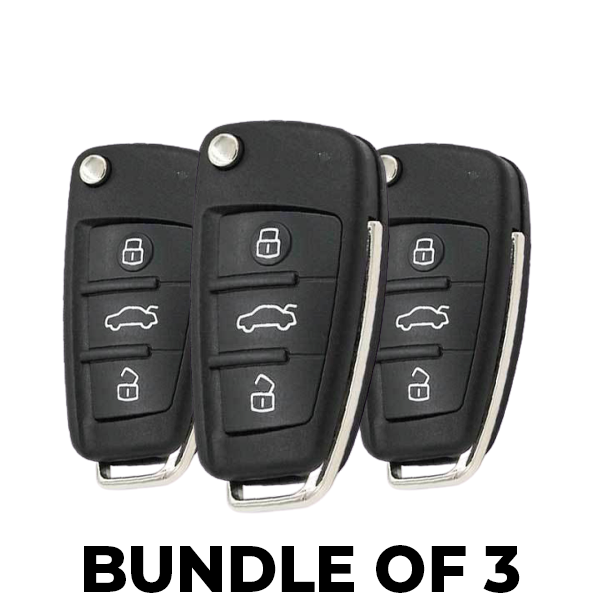 3 x 2006-2015 Audi / 3-Button Flip Key / PN: 0657660023S/ IYZ 3314 / 315 MHz (Bundle of 3)