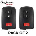 2 x 2012-2021 Toyota Highlander / Tacoma / Land Cruiser / 3-Button Smart Key / PN: 89904-0E091 / HYQ14FBA (AG Board 2110