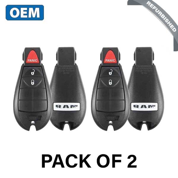 2 x 2013-2019 Dodge RAM / 3-Button Remote Fobik Key / PN:56046953AE / GQ4-53T (OEM Refurb) (Bundle of 2)