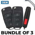 3 x 1998-2001 Volkswagen / 4-Button Flip Key / PN: 1J0959753H / NBG735868 (OEM Refurb) (Bundle of 3)