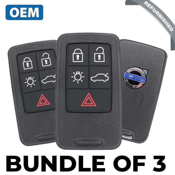 3 x 2007-2017 Volvo / 5-Button Smart Key w/ Approach Lights / PN: 30659607 / KR55WK49264 (OEM Refurb) (BUNDLE OF 3)