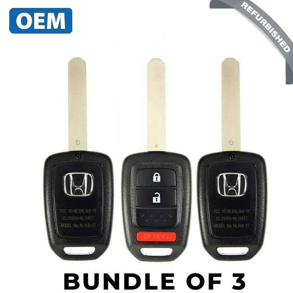 3 x 2013-2014 Honda CR-V Crosstour / 3-Button Remote Head Key / PN: 35118-TY4-A00 / MLBHLIK6-1T (OEM Refurb) (BUNDLE OF 