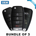 3 x 2014-2019 Kia Soul / 4-Button Flip Key / PN: 95430-B2100 / OSLOKA-875T (PS) (OEM) (BUNDLE OF 3)