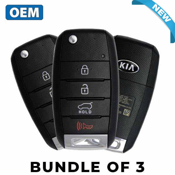 3 x 2014-2019 Kia Soul / 4-Button Flip Key / PN: 95430-B2100 / OSLOKA-875T (PS) (OEM) (BUNDLE OF 3)