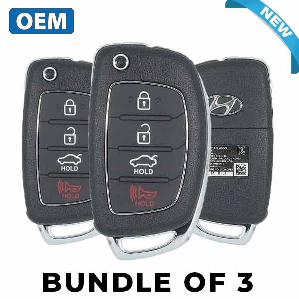 3 x 2015-2017 Hyundai Sonata / 4-Button Flip Key / PN: 95430-C1010 / TQ8-RKE-4F16 (OEM) (BUNDLE OF 3)