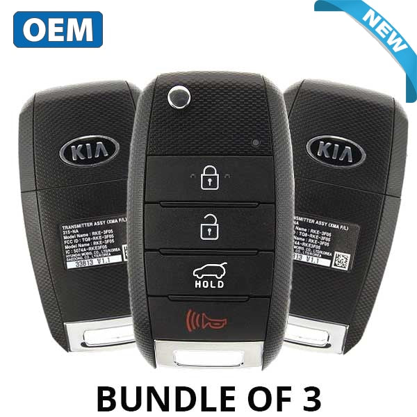 3 x 2015-2018 Kia Sedona / 4-Button Flip Key / PN: 95430-A9100 / TQ8-RKE-4F19 (YP 4BTN) (OEM) (BUNDLE OF 3)