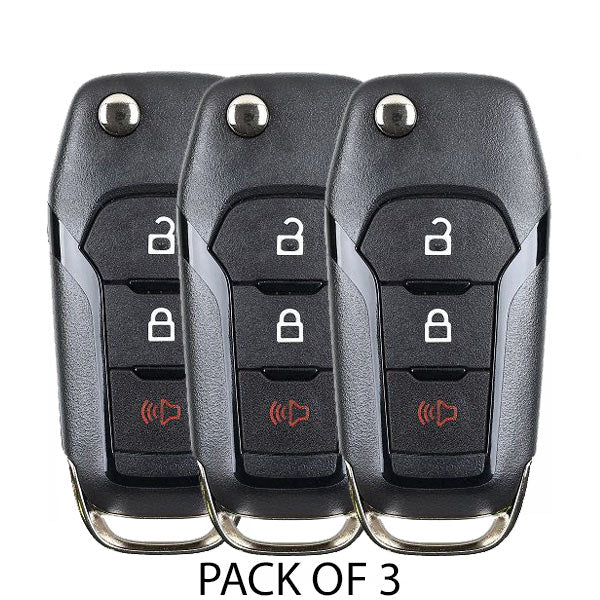 3 x 2015-2022 Ford / 3-Button Flip Key / PN: 164-R8130 / N5F-A08TAA (OEM) (Pack of 3)