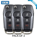 3 x 2015-2022 Ford / 3-Button Flip Key / PN: 164-R8130 / N5F-A08TAA (OEM) (Pack of 3)