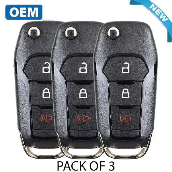 3 x 2015-2022 Ford / 3-Button Flip Key / PN: 164-R8130 / N5F-A08TAA (OEM) (Pack of 3)