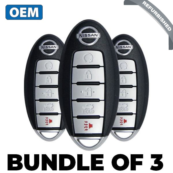 3 x 2016-2018 Nissan Maxima Altima / 5-Button Smart Key / PN: 285E3-4RA0B / KR5S180144014 / IC 204 (OEM Refurb) (BUNDLE 
