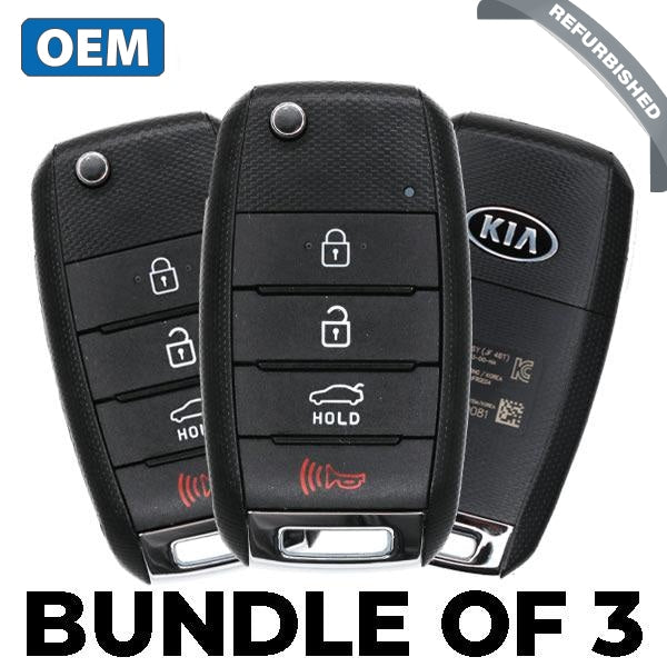 3 x 2016-2020 Kia Optima / 4-Button Flip Key / PN: 95430-D4010 / SY5JFRGE04 (JF 4BT) (OEM Refurb) (BUNDLE OF 3)
