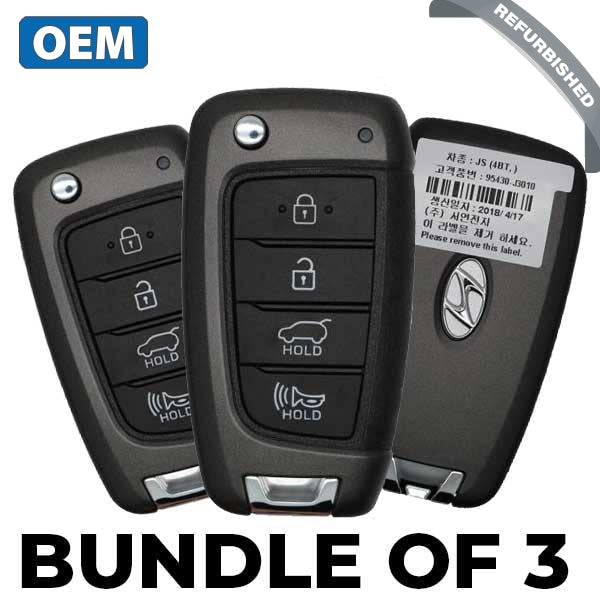 3 x 2019-2021 Hyundai Veloster / 4-Button Flip Key / PN: 95430-J3010 / SY5IGRGE04 (OEM Refurb) (BUNDLE OF 3)
