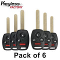 3 x Honda Acura 3-Button Remote Head Key / 3 x Honda Acura 4-Button Remote Head Key 2006-2017 (Pack of 6)