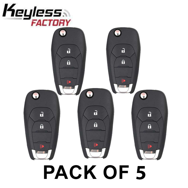5 x 2019-2022 Chevrolet / 3-Button Remote Flip Key / PN: 13522783 / LXP-T003 (AFTERMARKET) (Pack of 5)