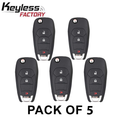 5 x 2019-2022 Chevrolet / 3-Button Remote Flip Key / PN: 13522783 / LXP-T003 (AFTERMARKET) (Pack of 5)