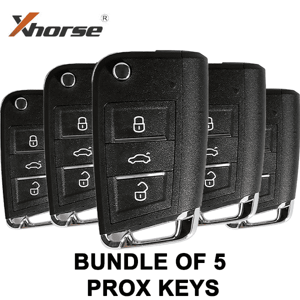 5 x MQB Style 3-Button Universal Flip Key w/ Proximity Function for VVDI Key Tool (Xhorse) (BUNDLE of 5)