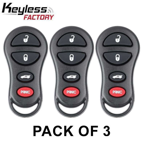 3 x 1998-2011 Dodge Neon / 4-Button Keyless Entry Remote / PN: 4759008AA / GQ43VT9T (AFTERMARKET) (Pack of 3)