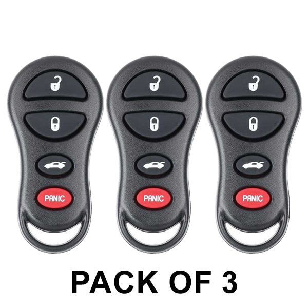 3 x 1998-2011 Dodge Neon / 4-Button Keyless Entry Remote / PN: 4759008AA / GQ43VT9T (AFTERMARKET) (Pack of 3)