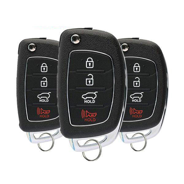 3 x 2013-2016 Hyundai Santa Fe / 4-Button Flip Key Remote / PN: 95430-4Z101 / TQ8-RKE-3F04 (Pack of 3)