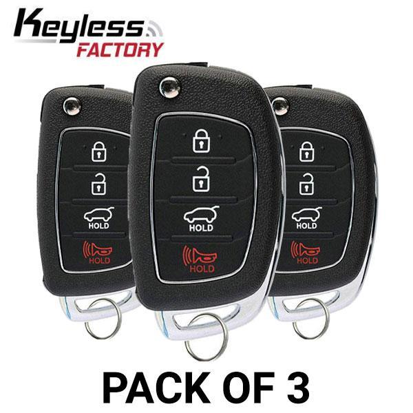 3 x 2013-2016 Hyundai Santa Fe / 4-Button Flip Key Remote / PN: 95430-4Z101 / TQ8-RKE-3F04 (Pack of 3)