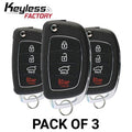 3 x 2013-2016 Hyundai Santa Fe / 4-Button Flip Key Remote / PN: 95430-4Z101 / TQ8-RKE-3F04 (Pack of 3)