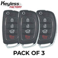 3 x 2015-2017 Hyundai Sonata / 4-Button Flip Key / PN: 95430-C1010 / TQ8-RKE-4F16 (AFTERMARKET) (Pack of 3)