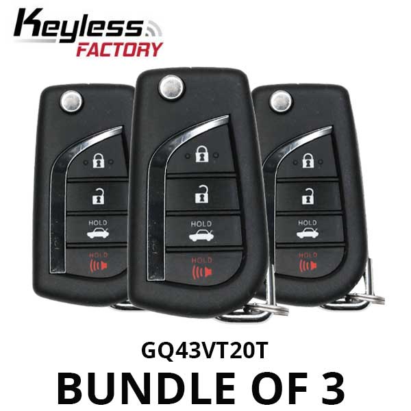 3 x 2015-2017 Toyota Sienna Tundra Tacoma / 4-Button Flip Key / GQ43VT20T (H Chip) (BUNDLE OF 3)