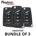 3 x 2015-2017 Toyota Sienna Tundra Tacoma / 4-Button Flip Key / GQ43VT20T (H Chip) (BUNDLE OF 3)