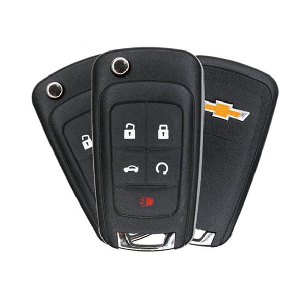 3 x 2010-2019 Chevrolet / 5-Button Remote Flip Key / PN:13584829 / P4O9MK74946931 / HU100 / PEPS (OEM Refurb) (BUNDLE OF