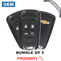 3 x 2010-2019 Chevrolet / 5-Button Remote Flip Key / PN:13584829 / P4O9MK74946931 / HU100 / PEPS (OEM Refurb) (BUNDLE OF