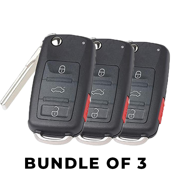3 x 2012-2018 Volkswagen / 4-Button Flip Key / NBGFS93N / MQB / 314 MHz (Bundle of 3)