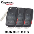 3 x 2012-2018 Volkswagen / 4-Button Flip Key / NBGFS93N / MQB / 314 MHz (Bundle of 3)