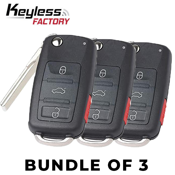 3 x 2012-2018 Volkswagen / 4-Button Flip Key / NBGFS93N / MQB / 314 MHz (Bundle of 3)