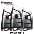 3 x 2014-2019 BMW X5 / X6 / 4-Button Smart Key / NBGIDGNG1 / FEM / BDC (315 MHz) (AFTERMARKET) (Bundle of 3)
