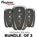 3 x 2016-2020 Chevy Cruze XL7 Sonic / 4-Button Smart Key w/ Trunk / HYQ4AA (BUNDLE OF 3)